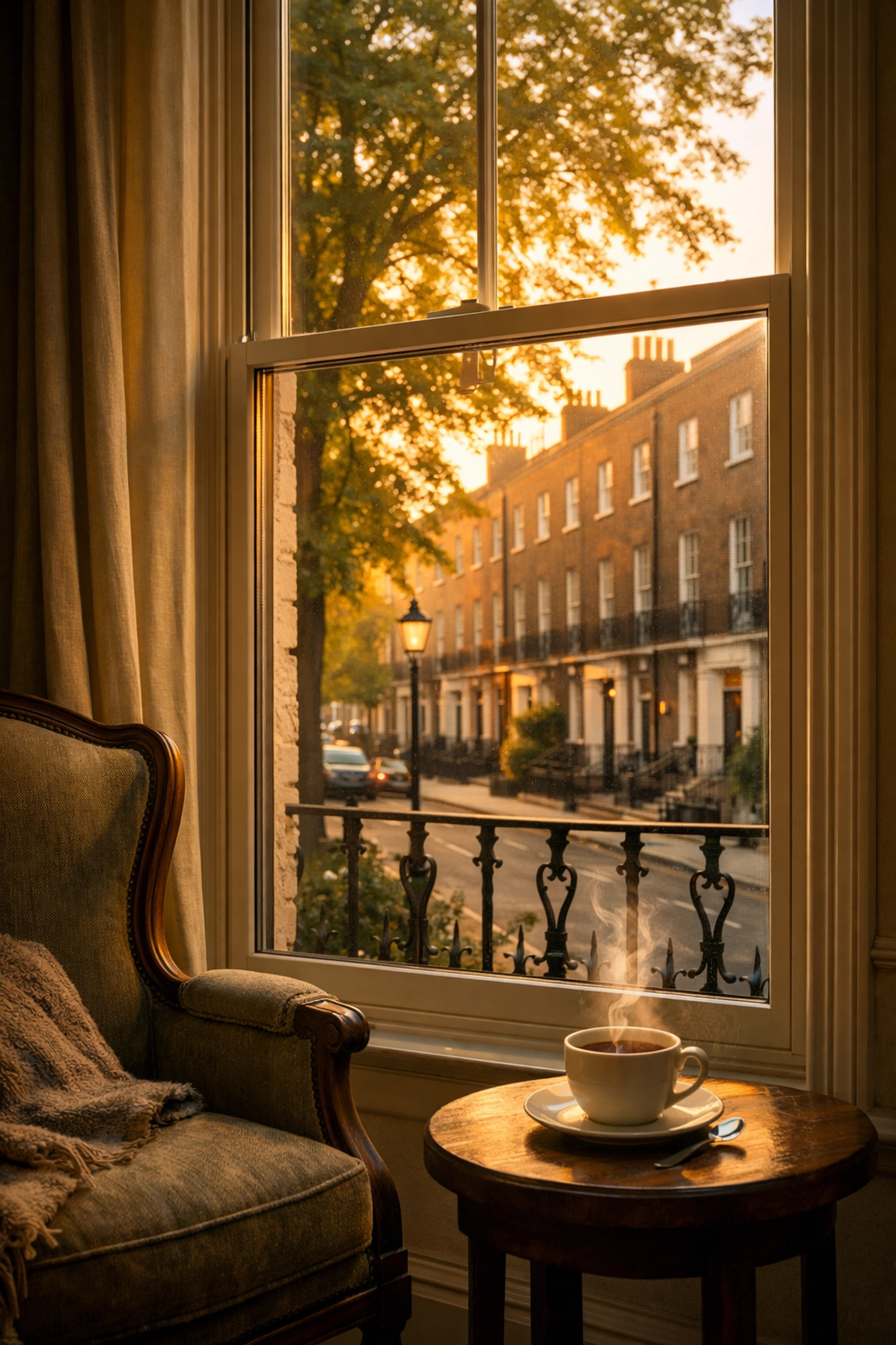 Secondary glazing in Grade II listed London townhouse with period sash windows preserving heritage character